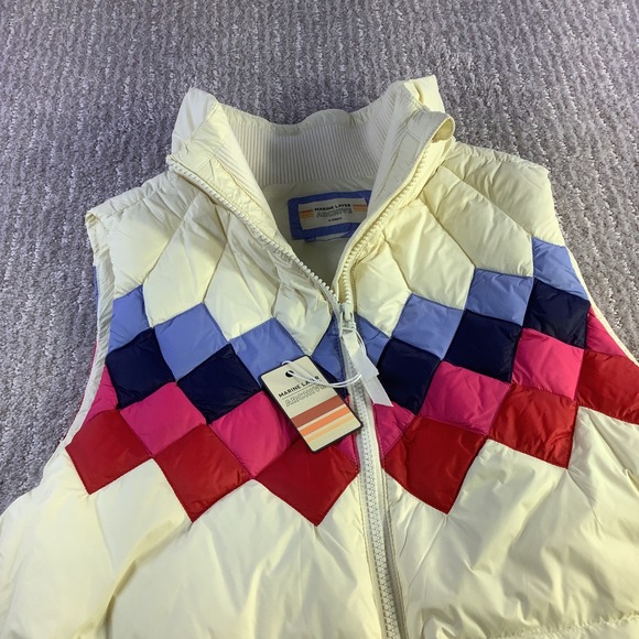 Marine Layer Jackets & Blazers - Marine Layer Archive Sierra Puffer Vest Antique White Multi Color Size XS NWT